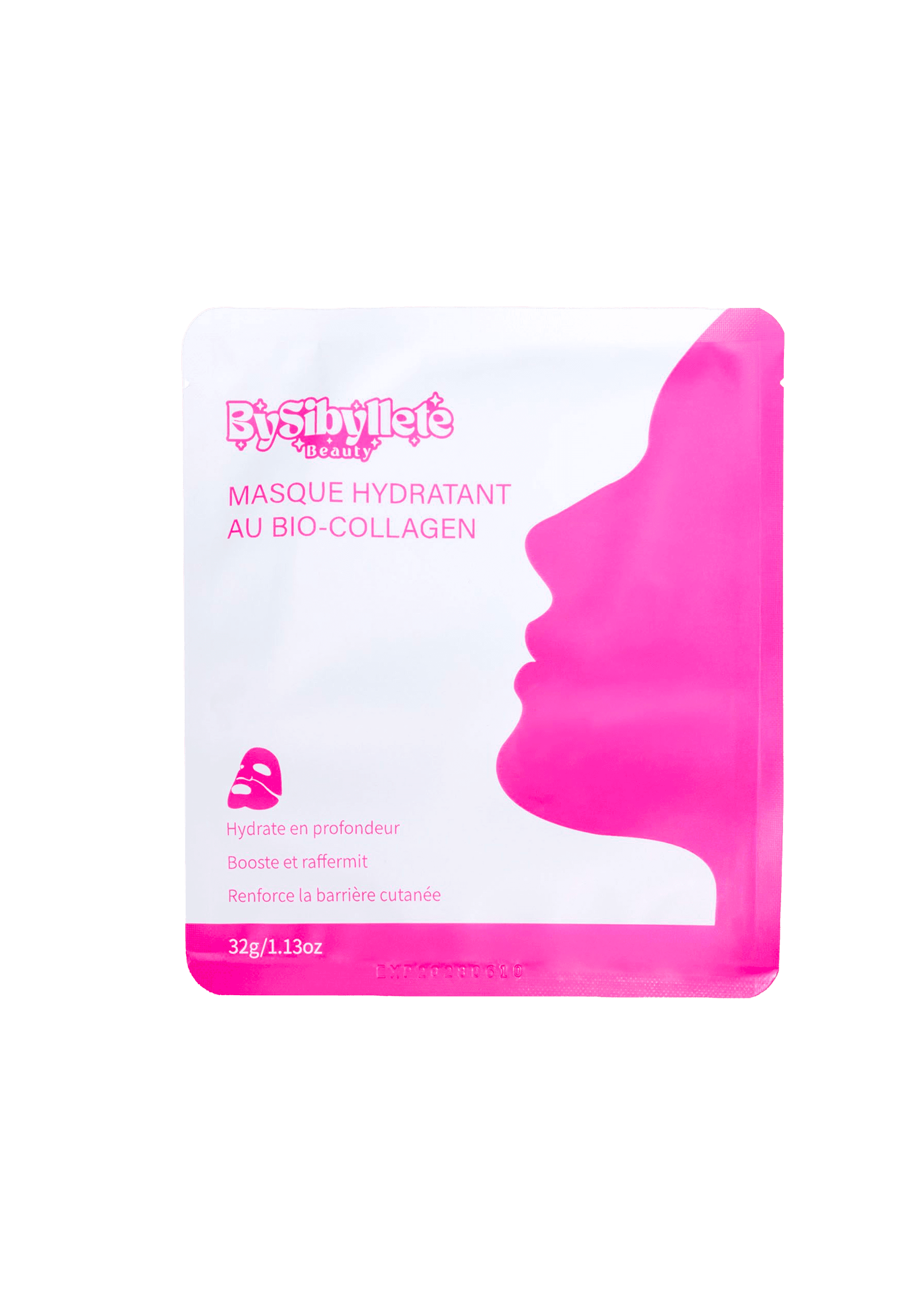 Masque tissu hydratant au bio-collagène BySibyllete Beauty.
